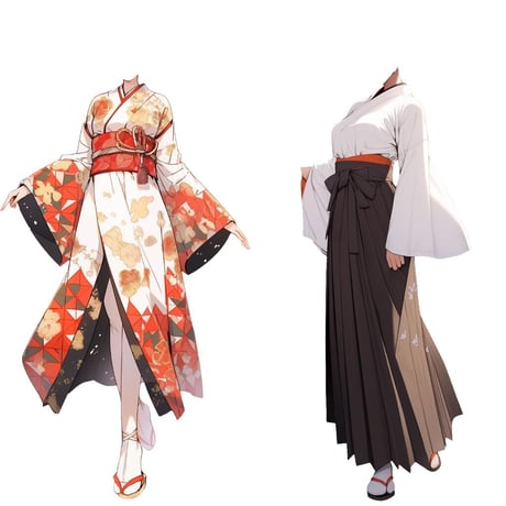 【透過素材】和服/女性50枚(立ち絵作成用・着物、浴衣、袴、日本伝統衣装）