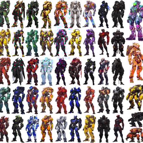 【透過素材】ロボット50枚(戦闘マシーン,パワードスーツ,ヒューマノイドロボット)