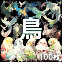 【透過素材】鳥100枚(セキセイインコ、カナリア、ブンチョウ、アマゾンオウム、ヨウム、スズメ、フクロウ、アヒル、ウグイス)