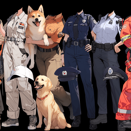 【透過素材】制服/女性50枚(立ち絵作成用・学生、医者、看護師、CA、消防士、警備員、秘書、OL、花屋、パン屋、エンジニア、メイド、巫女)
