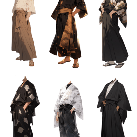 【透過素材】和服/男性50枚(立ち絵作成用・着物、浴衣、袴、日本伝統衣装）