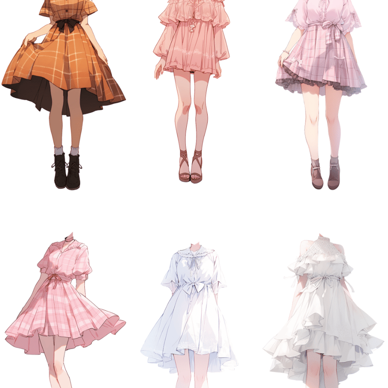 AI生成画像 ホビー・楽器・アート ピンクのフリルドレスキャラクター