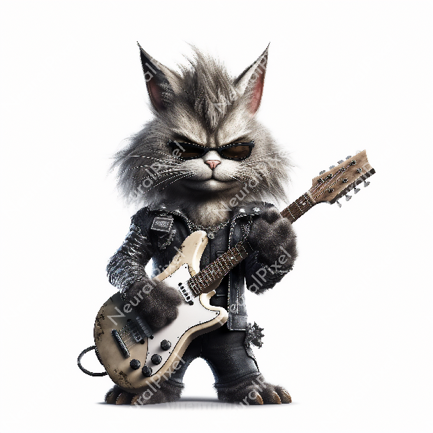 MANEKU-NEKO ポスター ギター猫 Maneki Neko 50/50 (Rockers Edition