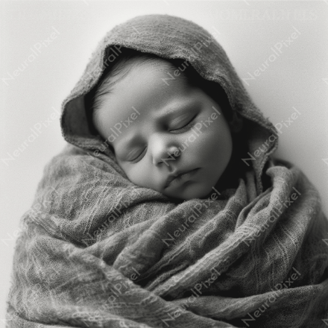【フリー画像】毛布にくるまって眠る赤ちゃん