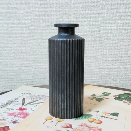 ヴィンテージシルバーペイント インテリアガラス 花瓶