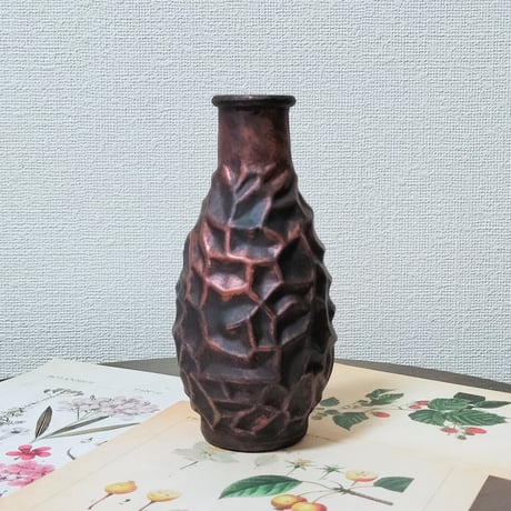 レトロブラウンペイント インテリアガラス 花瓶