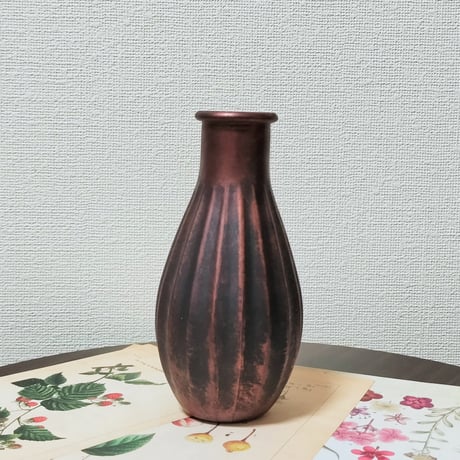 レトロブラウンペイント インテリアガラス 花瓶