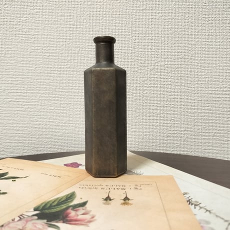 アンティークゴールドペイント インテリアガラス ミニ花瓶