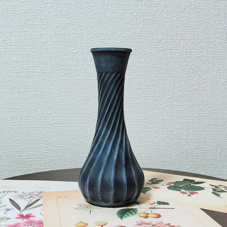 ローマ彫刻風(黒)ペイント インテリアガラス 花瓶