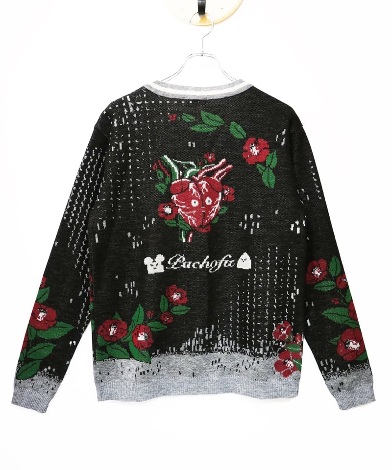 MISHKA グラフィックニットカーディガン ブラック MISHKA グラフィックニットカーディガン ブラック - トップス新しい