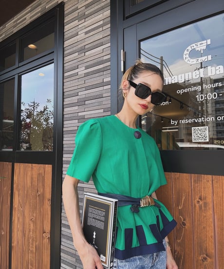 Damon Petite／green retro tops