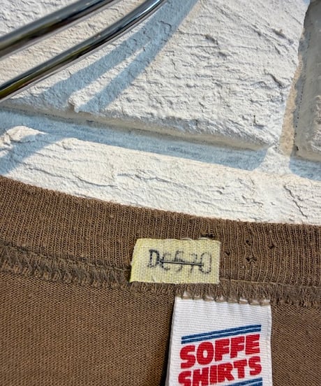 【しゅーオリジナルプリント】Hi! honey 手書きタグ付き　90s vintage US army t-shirts　タグ：SOFFE SHIRTS