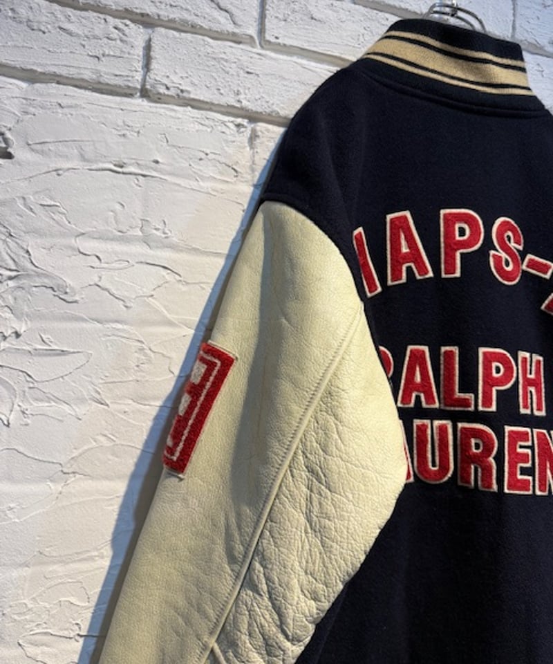 90s CHAPS RALPH LAUREN レザースリーブスタジャン | Hooray!!!