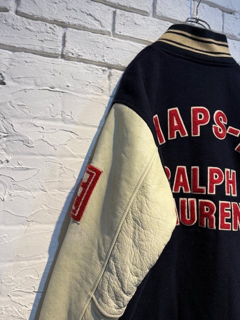 90s CHAPS RALPH LAUREN レザースリーブスタジャン | Hooray!!!