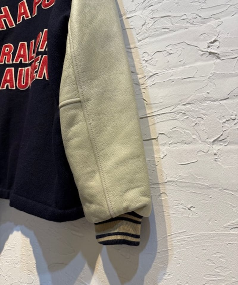 90s CHAPS RALPH LAUREN レザースリーブスタジャン | Hooray!!!