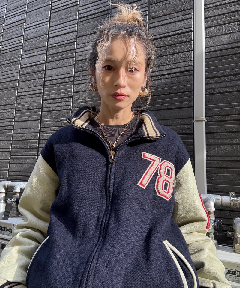 90s CHAPS RALPH LAUREN レザースリーブスタジャン | Hooray!!!