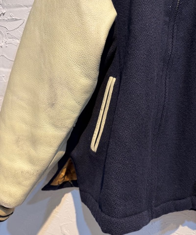 90s CHAPS RALPH LAUREN レザースリーブスタジャン | Hooray!!!