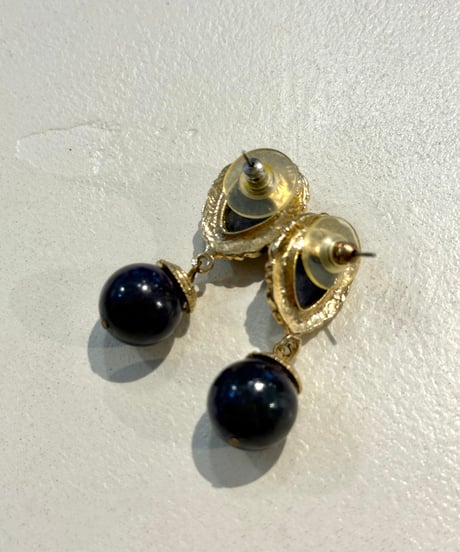 vintage gold & navy レトロピアス