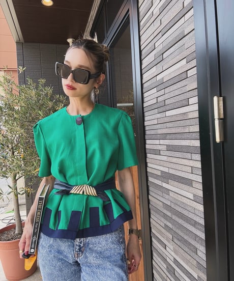 Damon Petite／green retro tops