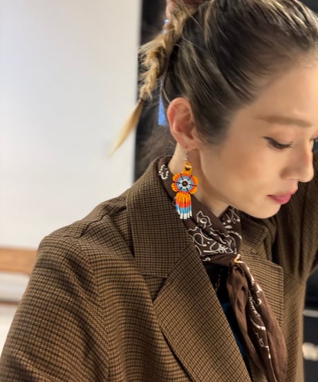 Artisan beads pierceお花とフリンジ