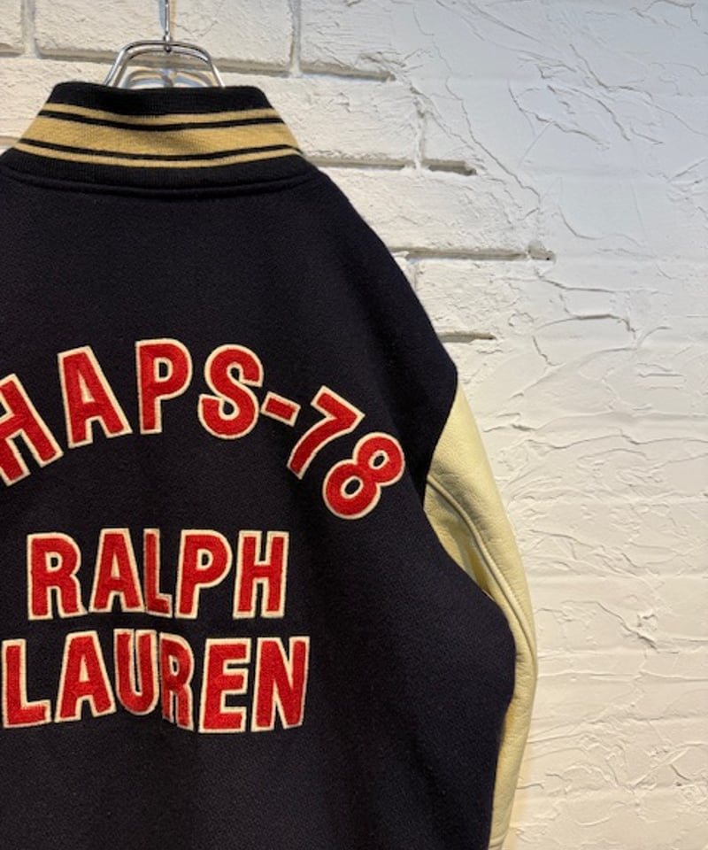 90s CHAPS RALPH LAUREN レザースリーブスタジャン | Hooray!!!