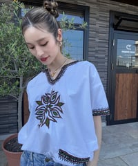 ボヘミアン刺繍シャツ／tops/green