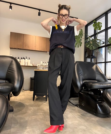 check柄slacks pants