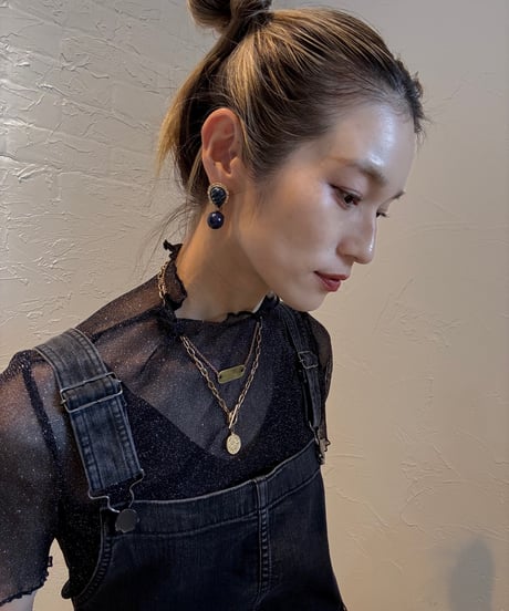 vintage gold & navy レトロピアス