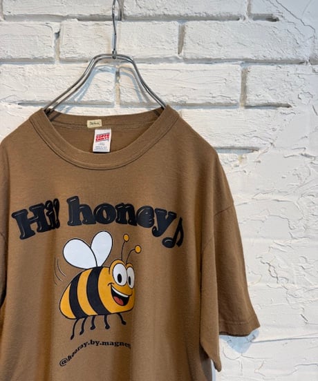 【しゅーオリジナルプリント】Hi! honey 手書きタグ付き　90s vintage US army t-shirts　タグ：SOFFE SHIRTS