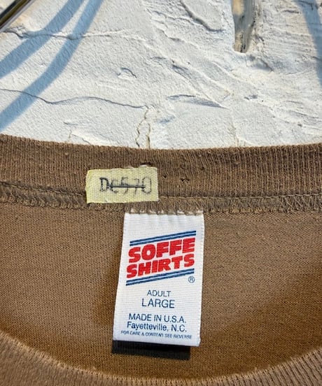 【しゅーオリジナルプリント】Hi! honey 手書きタグ付き　90s vintage US army t-shirts　タグ：SOFFE SHIRTS