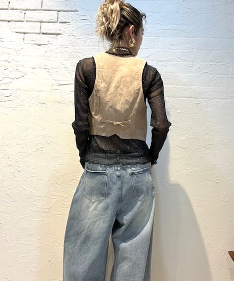 フェイクレザーベスト　beige