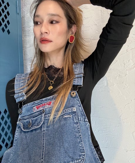 yellow goldとred のvintage earring