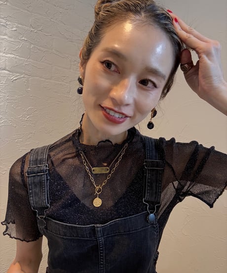 vintage gold & navy レトロピアス