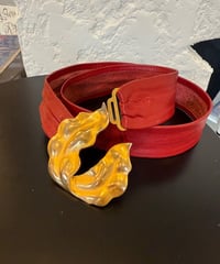vintage rétro gold buckle ＆red belt
