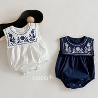 【size 66-100】ノースリーブ セーラー 襟付き ロンパース