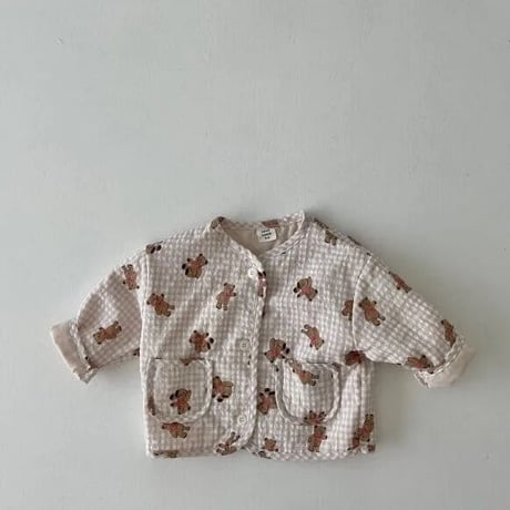【size73-130】チェック ベア 襟なし アウター