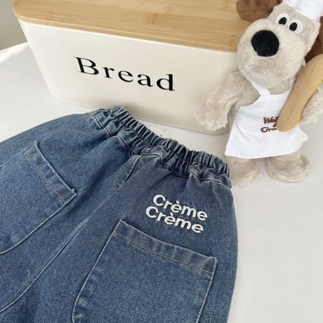 【size 80-130】バックロゴ ボーイフレンド デニム パンツ