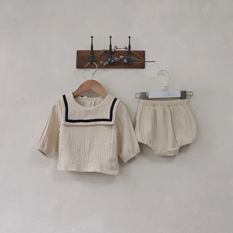 size66-90】長袖セーラー襟 ブラウス & ブルマ パンツ