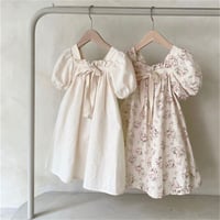 パフスリーブ リボン ワンピース