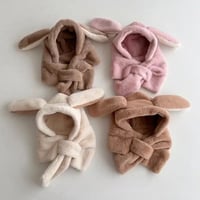 【4color】もこもこ うさちゃん 耳付き フードキャップ