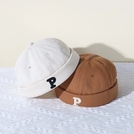 【4color】Pアルファベット ロゴ  キッズ ビーニー 帽