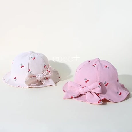 【5color】バックリボン あごひも付き チェリー ベビー & キッズ ハット