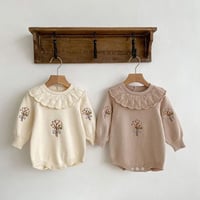 【size66-100】フリル キッズ ニットロンパース