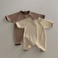 【size66-90】コットン ワッフル 長袖 ロンパース