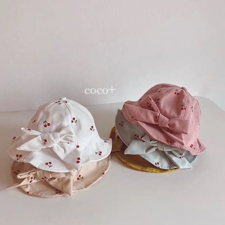 【5color】バックリボン あごひも付き チェリー ベビー & キッズ ハット