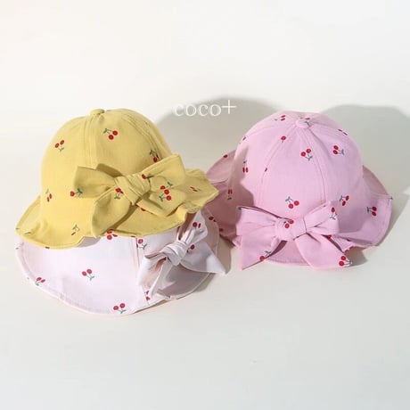 【5color】バックリボン あごひも付き チェリー ベビー & キッズ ハット