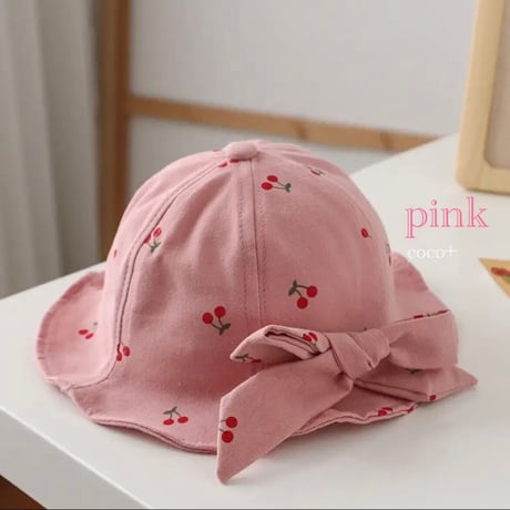 【5color】バックリボン あごひも付き チェリー ベビー & キッズ ハット