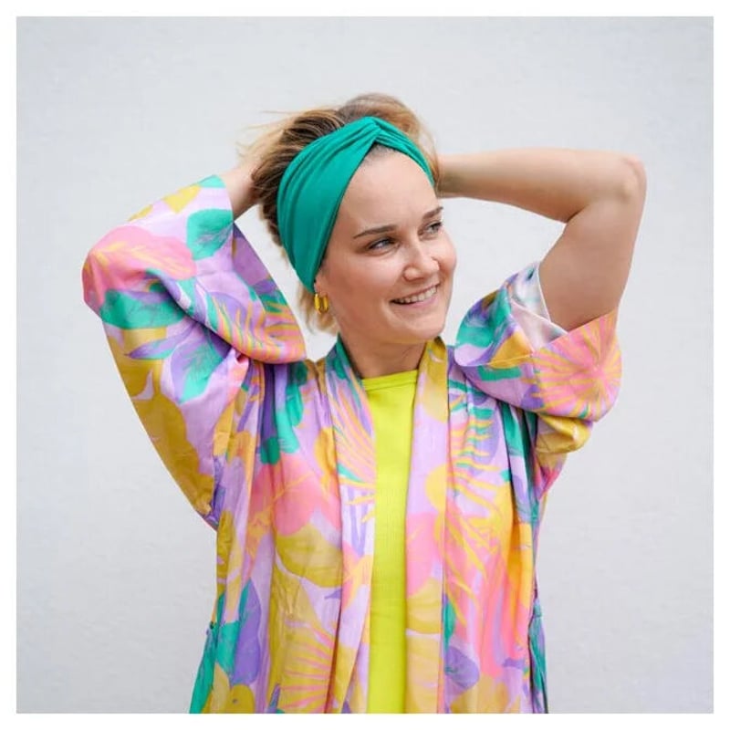 ラ.マジョリーナ　花柄ツイストデザインヘアバンド TWIST HEADBAND EMERALD ツイスト ヘッドバンド エメラルド色 緑色 ワン