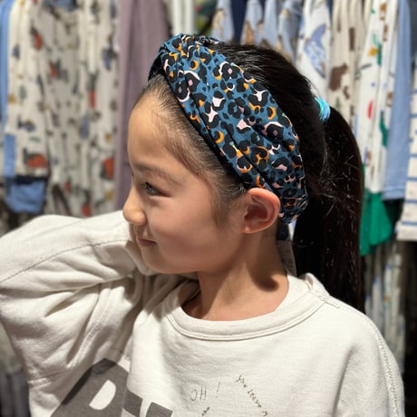 TWIST HEADBAND WILD SPOTS ツイスト ヘッドバンド レオパード柄 青色 1002-S4-WIL
