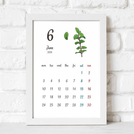 ハーブと植物のカレンダー｜2024｜はがきサイズ